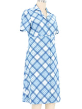 Miu Miu Baby Blue Plaid Shirt Dress Dress arcadeshops.com
