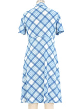 Miu Miu Baby Blue Plaid Shirt Dress Dress arcadeshops.com