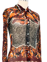 Jean Paul Gaultier Water Marble Mesh Button Up Top Top arcadeshops.com