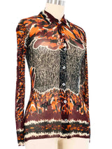 Jean Paul Gaultier Water Marble Mesh Button Up Top Top arcadeshops.com