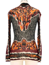 Jean Paul Gaultier Water Marble Mesh Button Up Top Top arcadeshops.com