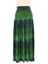 1970s Green Printed Fringed Shawl Ensemble Suit arcadeshops.com