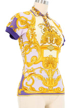 1992 Gianni Versace Printed Polo Shirt Top arcadeshops.com
