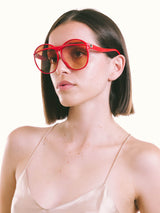 Charles Jourdan Red Framed Split Lens Sunglasses Accessory arcadeshops.com
