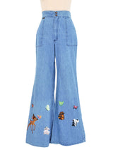 Bambi Embroidered Flared Wrangler Denim Bottom arcadeshops.com