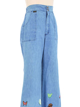 Bambi Embroidered Flared Wrangler Denim Bottom arcadeshops.com
