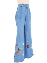 Bambi Embroidered Flared Wrangler Denim Bottom arcadeshops.com