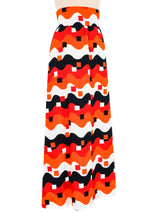 Graphic Wave Printed Maxi Skirt Bottom arcadeshops.com