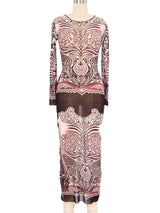 1996 Jean Paul Gaultier Tribal Tattoo Mesh Maxi Dress Dress arcadeshops.com