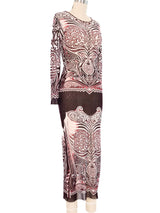 1996 Jean Paul Gaultier Tribal Tattoo Mesh Maxi Dress Dress arcadeshops.com