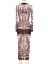 1996 Jean Paul Gaultier Tribal Tattoo Mesh Maxi Dress Dress arcadeshops.com
