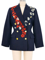 Jean Paul Gaultier Hibiscus Flower Embellished Blazer Jacket arcadeshops.com