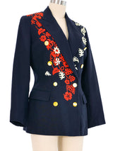 Jean Paul Gaultier Hibiscus Flower Embellished Blazer Jacket arcadeshops.com