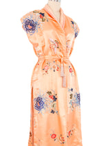 Embroidered Peach Sleeveless Maxi Vest Jacket arcadeshops.com