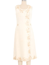 1960s Gits Paris Cream Wood Button Embellished Dress Dress arcadeshops.com