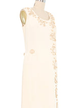 1960s Gits Paris Cream Wood Button Embellished Dress Dress arcadeshops.com