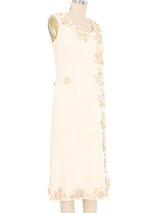 1960s Gits Paris Cream Wood Button Embellished Dress Dress arcadeshops.com