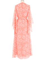 Mollie Parnis Peach Angel Sleeve Chiffon Gown Dress arcadeshops.com