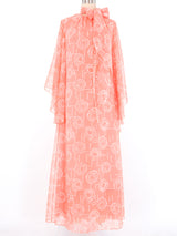 Mollie Parnis Peach Angel Sleeve Chiffon Gown Dress arcadeshops.com