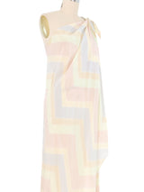 Halston Chevron Print One Shoulder Gown Dress arcadeshops.com