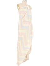 Halston Chevron Print One Shoulder Gown Dress arcadeshops.com
