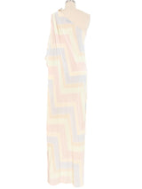 Halston Chevron Print One Shoulder Gown Dress arcadeshops.com