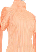 Issey Miyake Pleats Please Peach Mock Neck Top Top arcadeshops.com