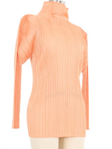 Issey Miyake Pleats Please Peach Mock Neck Top Top arcadeshops.com