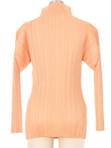 Issey Miyake Pleats Please Peach Mock Neck Top Top arcadeshops.com