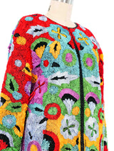 1980s Rainbow Floral Ribbon Jacket Jacket arcadeshops.com