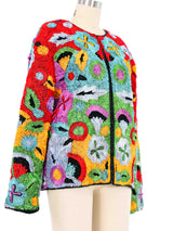 1980s Rainbow Floral Ribbon Jacket Jacket arcadeshops.com