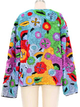 1980s Rainbow Floral Ribbon Jacket Jacket arcadeshops.com