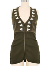 Ozbek Olive Knit Zip Front Top Top arcadeshops.com