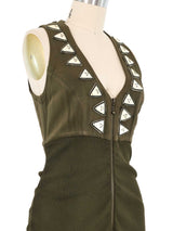 Ozbek Olive Knit Zip Front Top Top arcadeshops.com