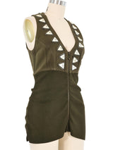 Ozbek Olive Knit Zip Front Top Top arcadeshops.com