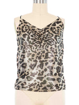 Paco Rabanne Leopard Chainmail Satin Tank Top Top arcadeshops.com