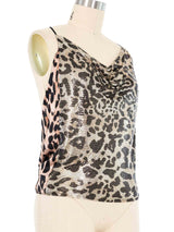 Paco Rabanne Leopard Chainmail Satin Tank Top Top arcadeshops.com