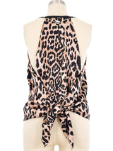 Paco Rabanne Leopard Chainmail Satin Tank Top Top arcadeshops.com