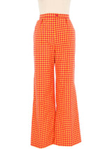 Anne Klein Red And Orange Gingham Pantsuit Suit arcadeshops.com