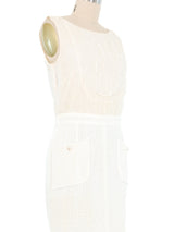 Chanel Ivory Crinkle Chiffon and Boucle Mini Dress Dress arcadeshops.com