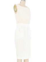 Chanel Ivory Crinkle Chiffon and Boucle Mini Dress Dress arcadeshops.com