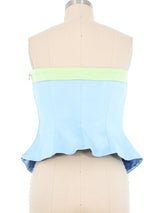 Escada Baby Blue Satin Bow Bustier Top arcadeshops.com