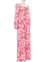 1976 Yves Saint Laurent Dusty Rose Printed Silk Midi Dress Dress arcadeshops.com