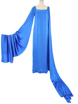 1978 Christian Dior Couture Cobalt Split Sleeve Gown Dress arcadeshops.com