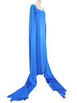 1978 Christian Dior Couture Cobalt Split Sleeve Gown Dress arcadeshops.com