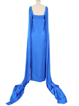 1978 Christian Dior Couture Cobalt Split Sleeve Gown Dress arcadeshops.com