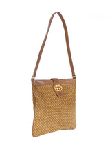 1970s Gucci Suede Monogram Shoulder Bag Accessory arcadeshops.com