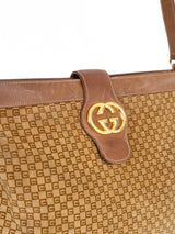 1970s Gucci Suede Monogram Shoulder Bag Accessory arcadeshops.com
