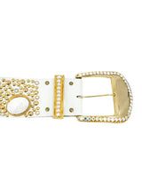 Michael Morrison Studded White Leather Belt Accessory arcadeshops.com