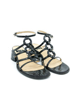 2000s Ring Accented Embossed Leather Sandals, 6 Accessory arcadeshops.com